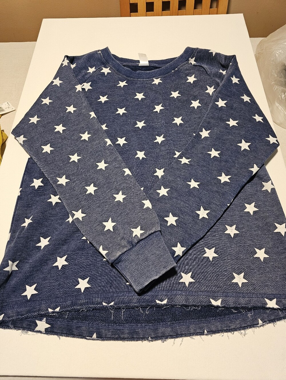 Alternative Star Print Pullover Sweatshirt Blue Women XL Cotton Blend